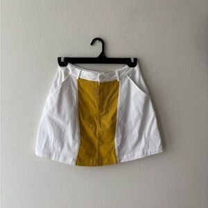 Valija Gitana White & Mustard Colorblock Collías Skirt - Size XS - New with Tags